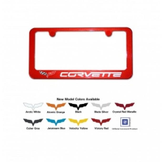 Corvette License Plate Frame, Painted To Match, Atomic Orange, 2005-2013