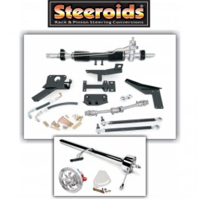 Corvette Rack & Pinion Conversion Kit, Steeroids, With Power Steering, Chrome Column, 1958-1962