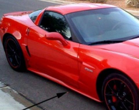 Corvette C6 Side Skirts, ZR1 Style, Painted Factory Exterior Colors, Gloss Black, 2005-2013