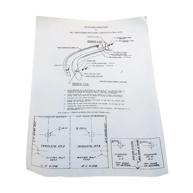 Dennis Carpenter Template For Bumper Wing Guard - 1957 Ford Car B7A-17891-T