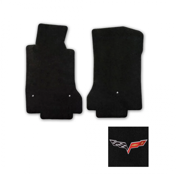 Corvette Mats, Gray with C6 Logo Applq 07L-2008, 2007-2010