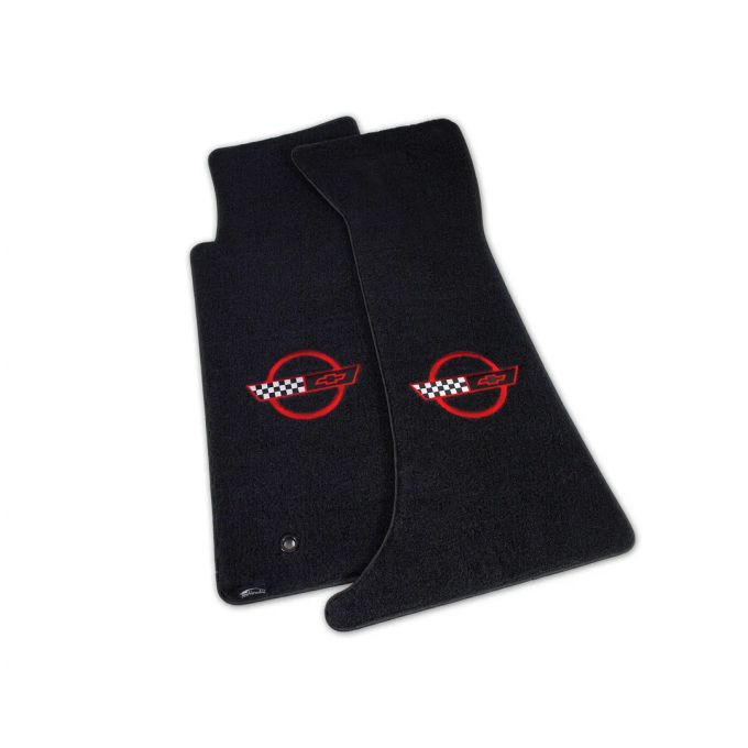 Corvette Mats, Velourtex Black with C4 Red, 1991-1994