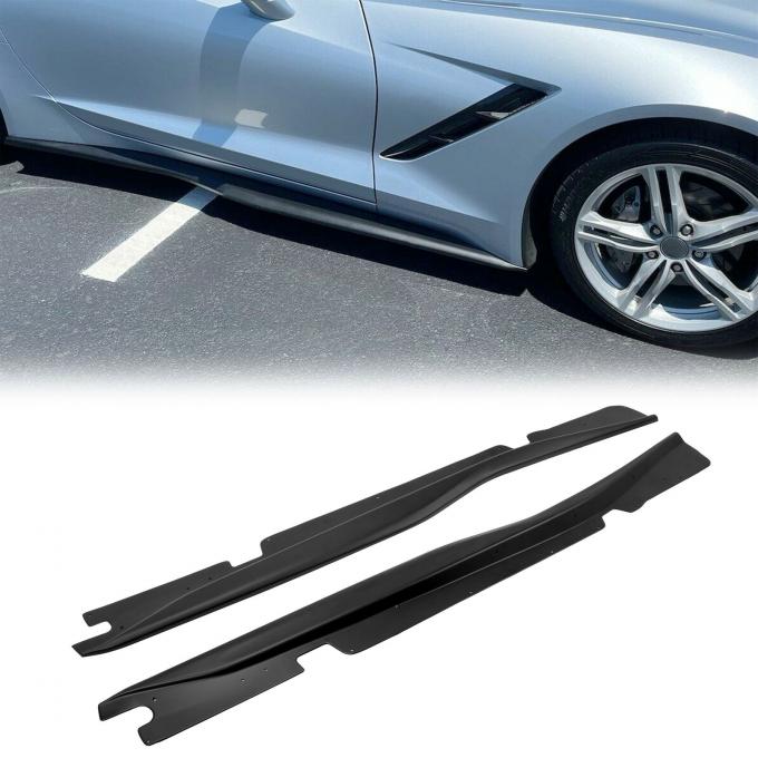 Corvette Base Model Z06 / Z07 Style Side Skirt Rocker Panels, Carbon Flash Finish, 2014-2019