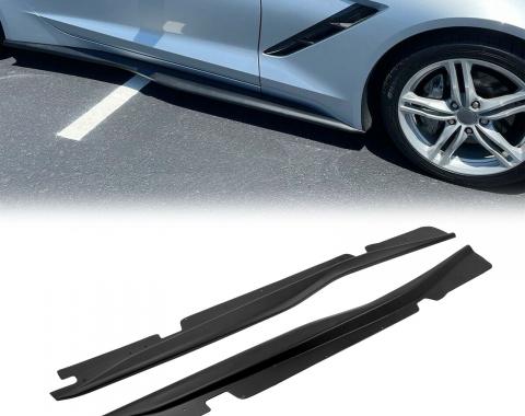 Corvette Base Model Z06 / Z07 Style Side Skirt Rocker Panels, Carbon Flash Finish, 2014-2019