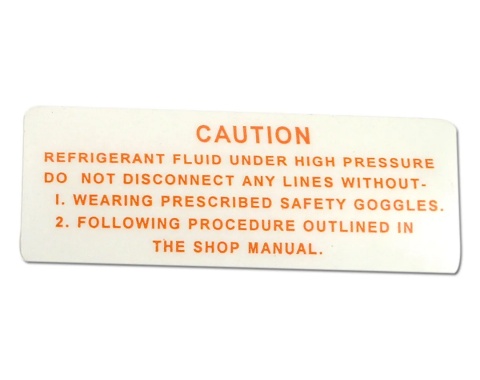 Corvette Decal, Air Conditioning Compressor Warning, 1963-1965