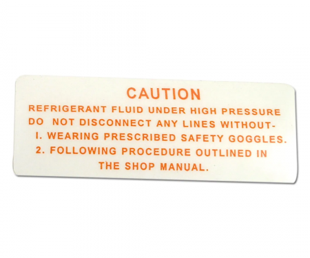 Corvette Air Conditioning Decal, Compressor Warning, 1963-1965