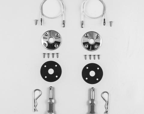 Detroit Muscle Technologies 1950-2023 Chrysler / Dodge / Plymouth Mopar Hood Pin Set for Steel Hood with 25" Lanyards GEN6876HP01-25