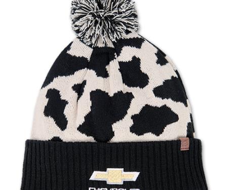 Gold Bowtie Chevrolet Cow Print Beanie