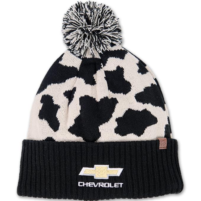 Gold Bowtie Chevrolet Cow Print Beanie