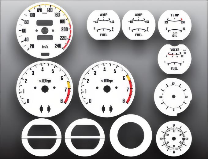 Whitegauges 1970-1976 Nissan 240Z 260Z 280Z Manual METRIC KPH KMH White Face Gauges 7076N2-2338