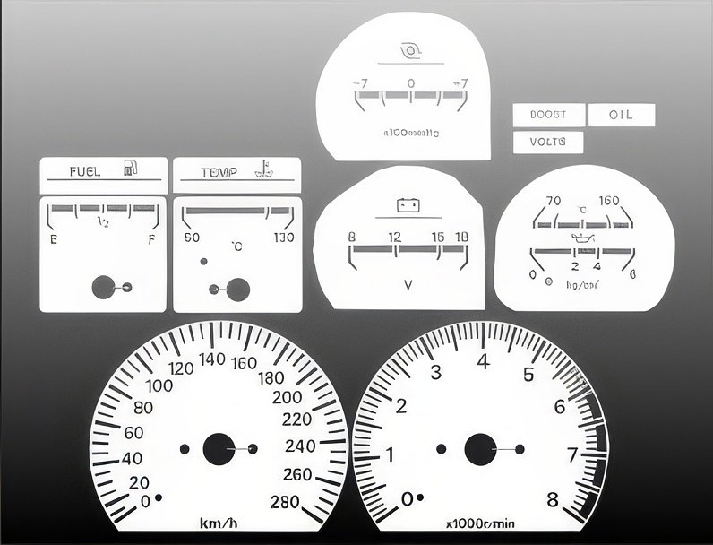 Whitegauges 1984-1986 Nissan 300zx Metric KPH Z32 White Face