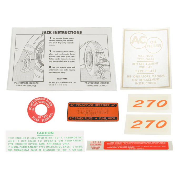 Corvette Decal Set, 270HP 8 Piece, 1958-1960