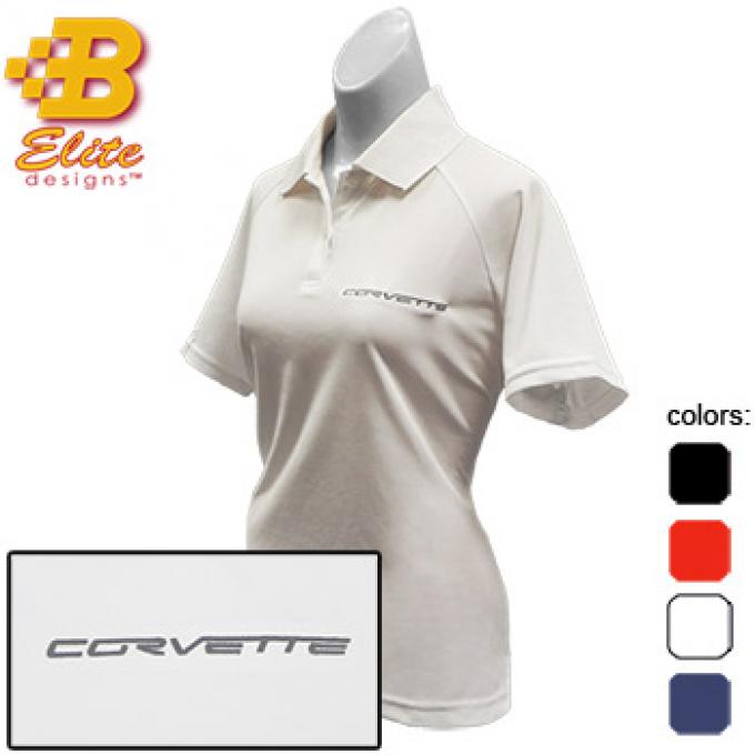 C6 Corvette Script Embroidered Ladies Performance Polo Shirt