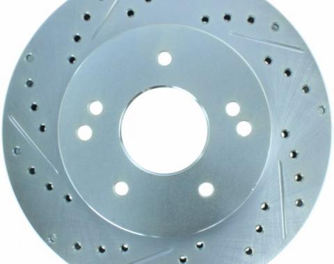 Corvette Brake Rotor, Right, Rear, Slotted and Cross Drilled, 1965-1982