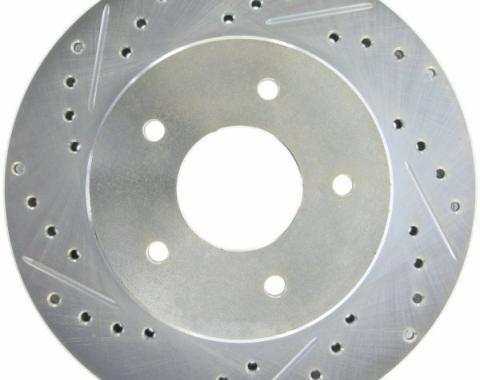Corvette Brake Rotor, Right, Front, Slotted and Cross Drilled, 1965-1982