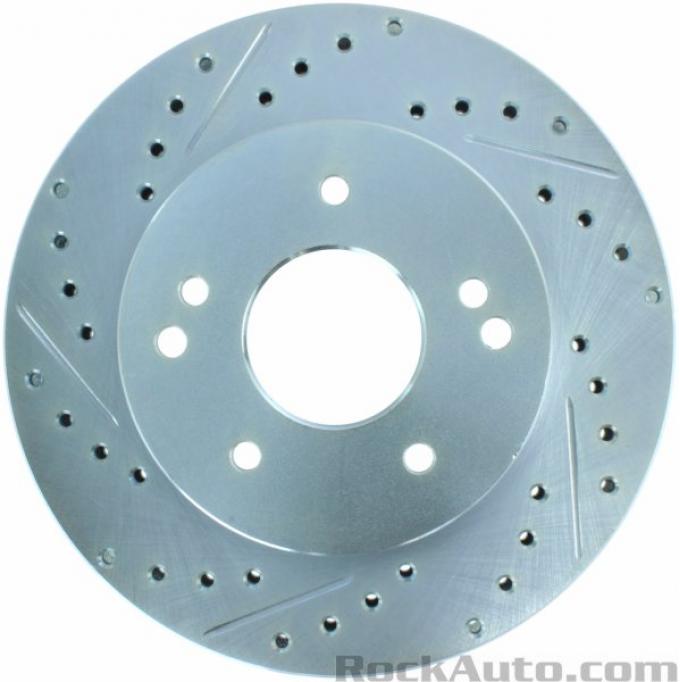 Corvette Brake Rotor, Left, Rear, Slotted and Cross Drilled, 1965-1982