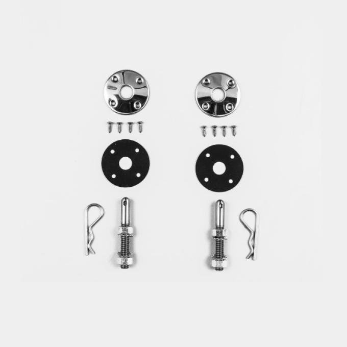 Detroit Muscle Technologies 1950-2018 Chrysler / Dodge / Ram / Plymouth Mopar Hood Pin Set for Steel Hoods WITHOUT Lanyards GEN6876HP01-STEEL NO LANYARDS