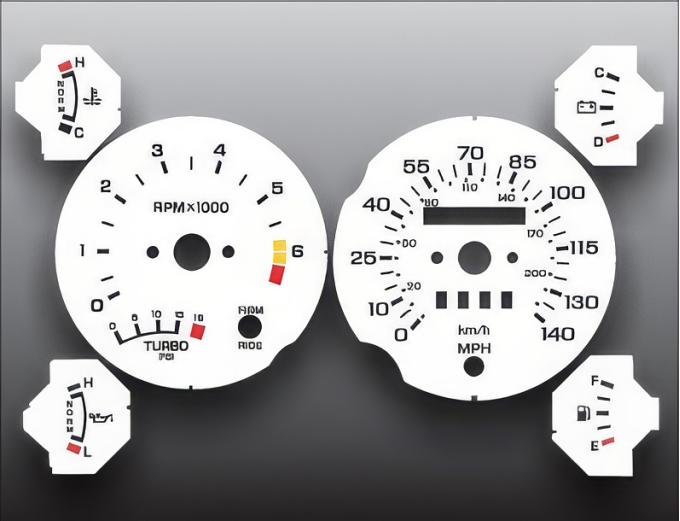 Whitegauges 1987-1988 Ford Thunderbird 140 Mph Turbo Coupe White Face Gauges 8788FT-1763
