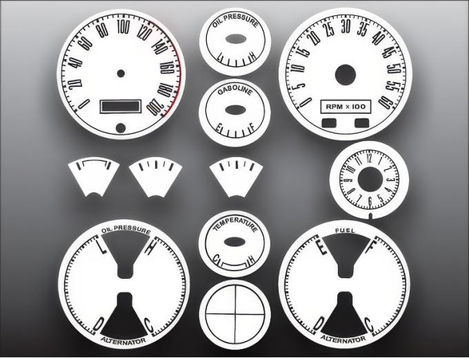 Whitegauges 1967-1968 Ford Mustang METRIC KPH KMH White Face Gauges 6768FM-2006