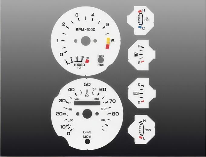 Whitegauges 1987-1988 Ford Thunderbird Turbo Coupe White Face Gauges 8788FT-207