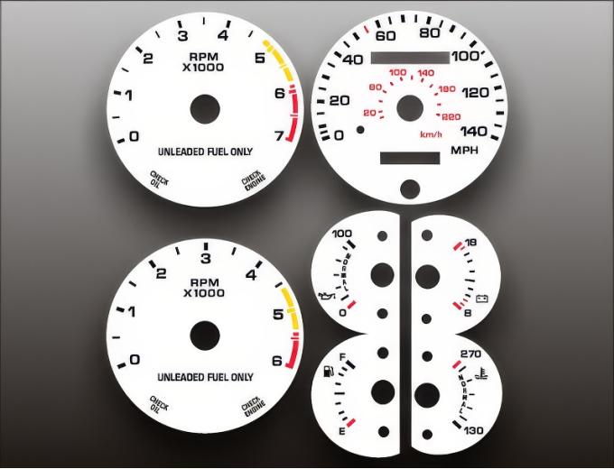 Whitegauges 1987-1989 Ford Mustang 140 MPH White Face Gauges 8789FM-1544