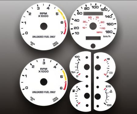 Whitegauges 1987-1989 Ford Mustang 180 KMH METRIC White Face Gauges 8789FM-198