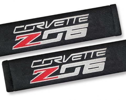 Corvette Shoulder Belt Pads, with Z06 Script, 2014-2018