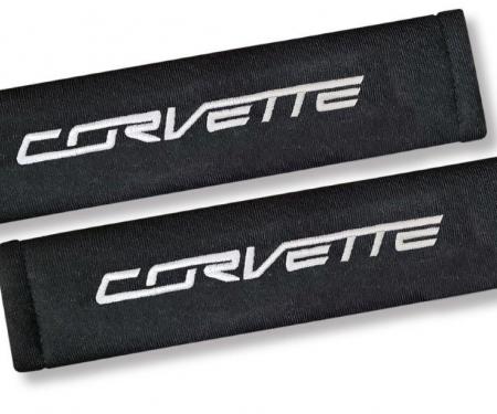 Corvette Shoulder Belt Pads, with Corvette Script, 2014-2018