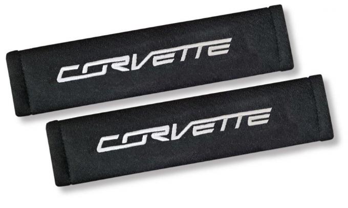 Corvette Shoulder Belt Pads, with Corvette Script, 2014-2018