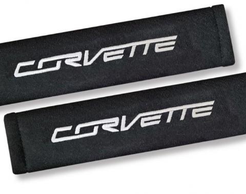 Corvette Shoulder Belt Pads, with Corvette Script, 2014-2018