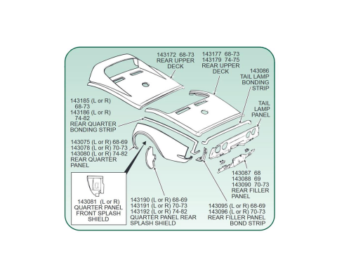 Corvette Bonding Strip, Rear Qtr Pnl Uppr Right (Press Molded), 1968-1973