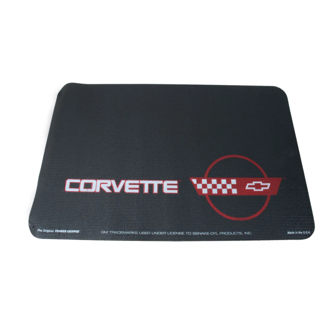 Corvette Fender Gripper Fender Cover, C4 Logo Black, 1984-1996