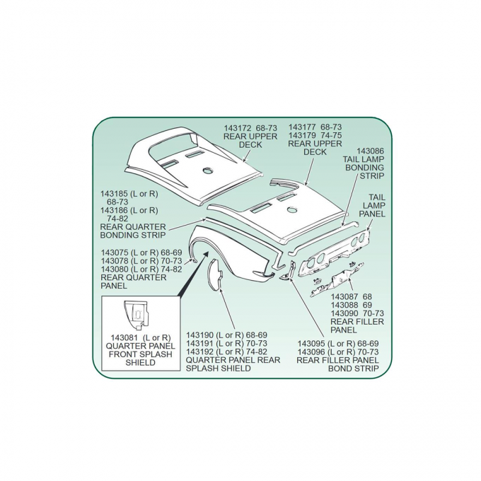 Corvette Bonding Strip, Rear Qtr Pnl Uppr Left (Press Molded), 1968-1973