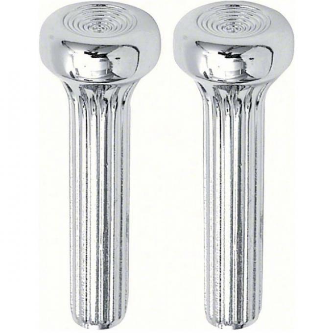 Chevelle Door Lock Knobs, Ribbed, Die-Cast Metal, Chrome, 1968-1972