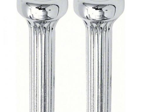 Chevelle Door Lock Knobs, Ribbed, Die-Cast Metal, Chrome, 1968-1972