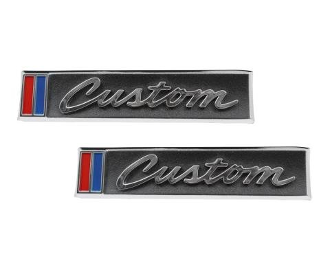 AMD Door Emblems, &quotCustom", Pair, 68 Chevy C/K Pickup Truck Suburban T-9550