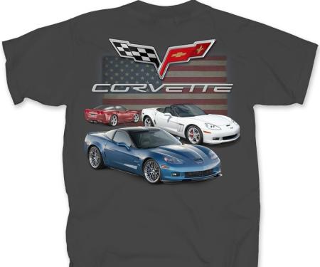 C6 Chevy Corvette Flag 2 Adult T-Shirt