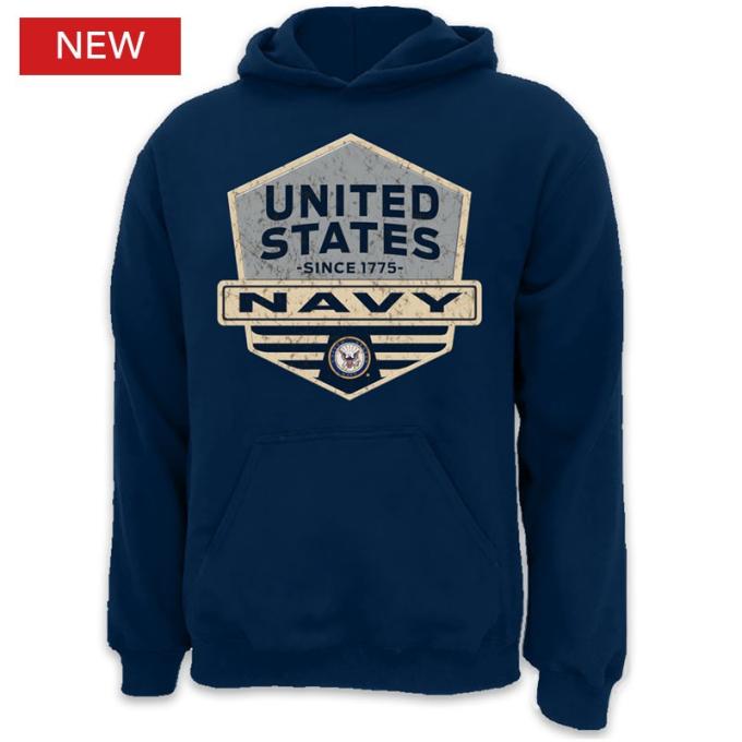 Navy Hex Shield Hoodie