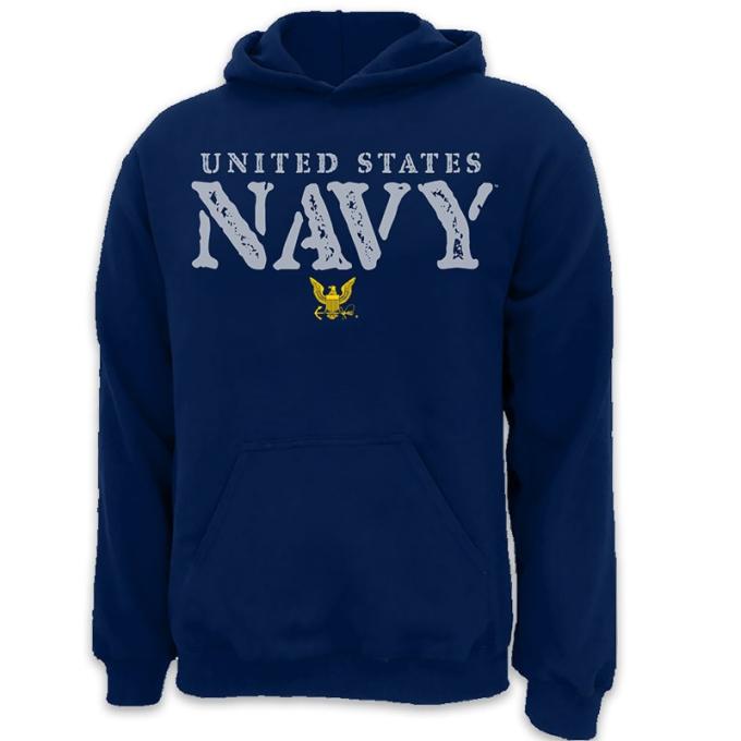 Navy Stamp Logo Hoodie