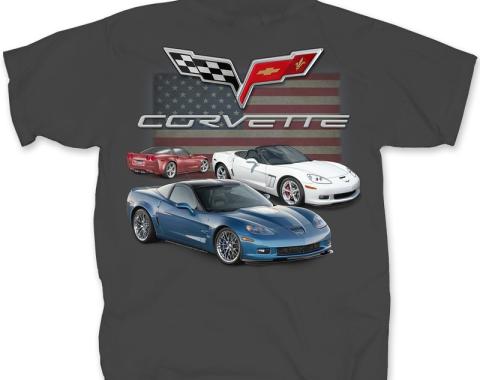 C6 Chevy Corvette Flag 2 Adult T-Shirt