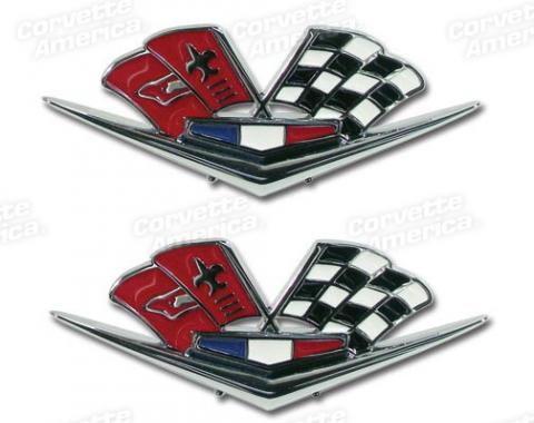 Corvette Fender Emblems, Crossed-Flags, Replacement, (63 Early), 1962-1963