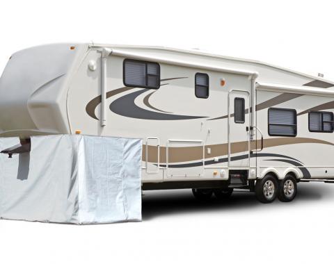 Adco Covers 3502, Fifth Wheel Skirt, 266 Inch Length x 64 Inch Height, Polar White, Laminated Vinyl, With Zipper Doors For Storage Access, Includes Skirting/ Screw-In Fasteners And Tent Spikes, Snap Mount