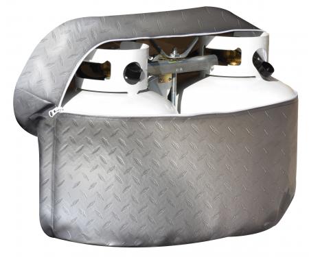 Adco Covers 2712, Propane Tank Cover, For Double 20 Pound Tanks, Vinyl, Diamond Plated Steel Design