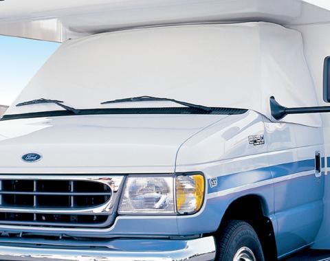 Adco Covers 2423, Windshield Cover, For Class C Sprinter Motorhomes Manufactured 2007 To Current, Protects Dashboard From Fading And Cracking Against Sun, Mounts Using Magnetic Fasteners And Anti-Theft Tabs, White, Vinyl, With Storage Pouch