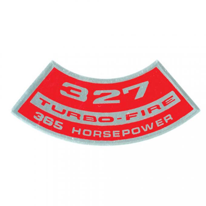 Corvette Air Cleaner Decal, 327ci/365HP, 1964-1965