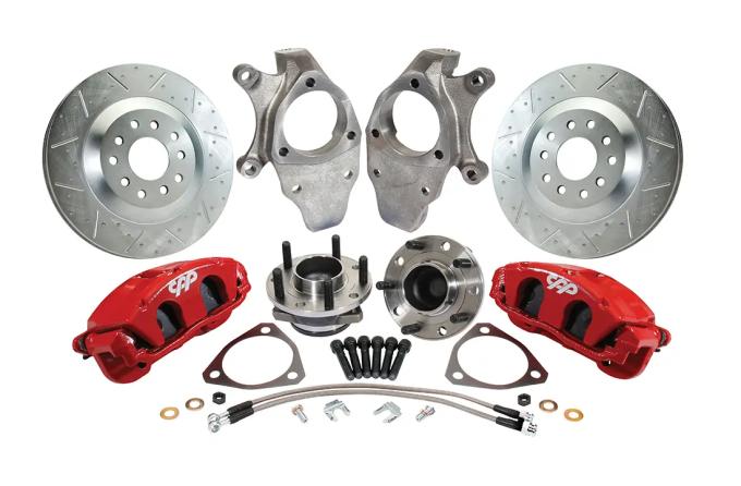 Classic Performance Corvette Style Front Disc Brake Spindle Wheel Kit with C7 Hubs & 2" Drop Spindles, 1955-57 Chevy Full 5557SWBK-DC7R