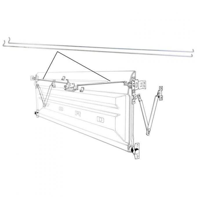 Dennis Carpenter Tailgate Release Rod - Pair - 1973-79 Ford Truck D6TZ-99431A78-PR