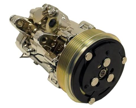 Vintage Air Sanden SD-7B10 Front Runner Compressor 6-groove serpentine pulley Chrome Finish 046705