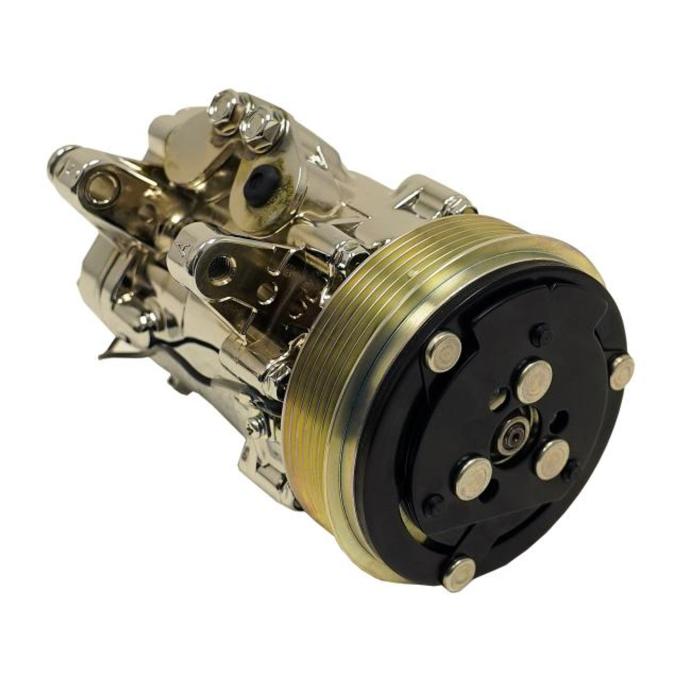 Vintage Air Sanden SD-7B10 Front Runner Compressor 6-groove serpentine pulley Chrome Finish 046705