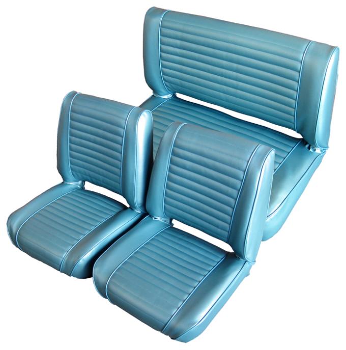Acme Auto Square Top Front Buckets and Non-Folding Rear Bench Upholstery, no Pleats U918